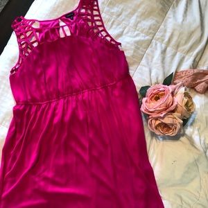 Bright pink high low dress